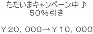 ただいまキャンペーン中♪ 50%引き ¥20,000→¥10,000